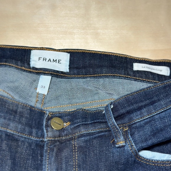 Frame Le Garçon Crop Covant Dark Wash Boyfriend Jeans 33 - Picture 3 of 8